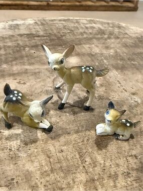 Set of 3 Vintage Fawn Figurines Miniatures